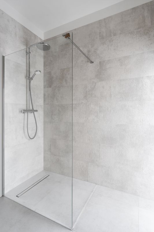 Open Shower with Ceiling Mount Rain Head